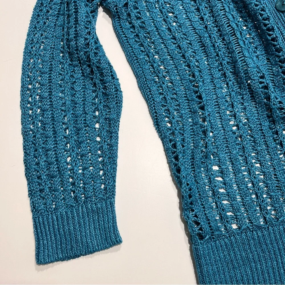 Talbots Pretty Business Casual Green/Blue Cardigan Crochet Long Sleeve 3X - Picture 5 of 6